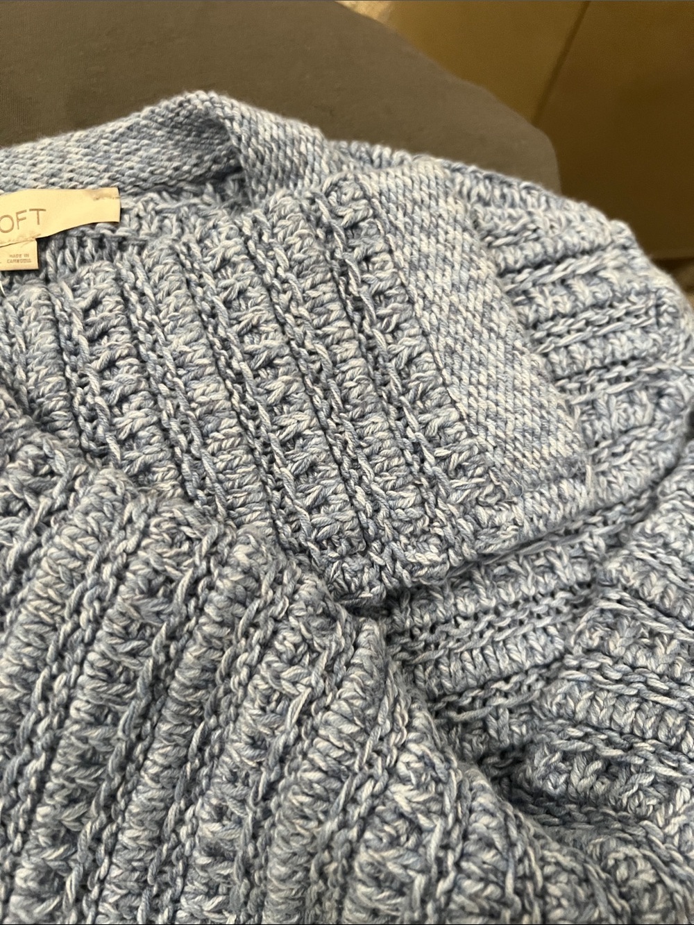 LOFT Light Blue Ribbed Button-Up Cardigan - Picture 9 of 10
